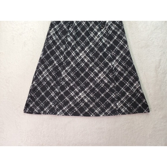 Robert Louis Midi Skirt Women's Petite Medium Black Plaid Lined Button Front - Picture 3 of 7